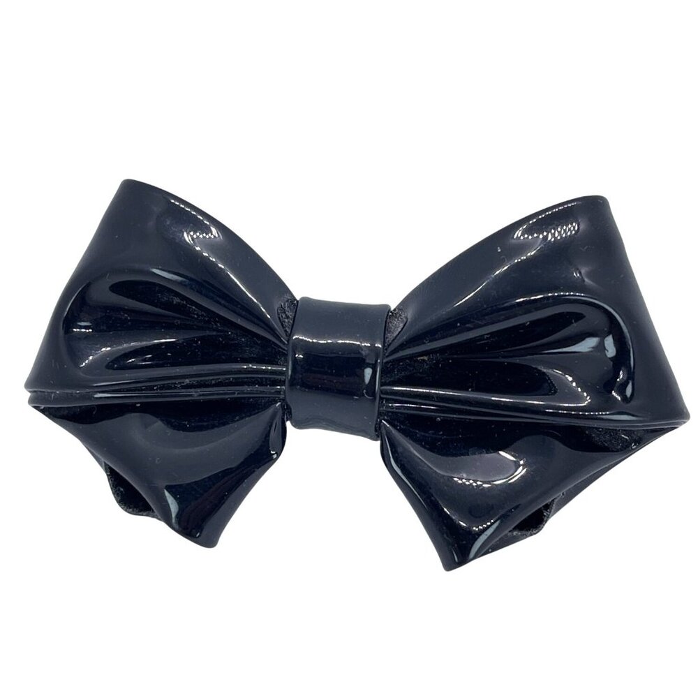Shoe Clips 2 Black Patent Leather Bow Charm MCM Vintage Classic Design Accessory - Picture 6 of 11